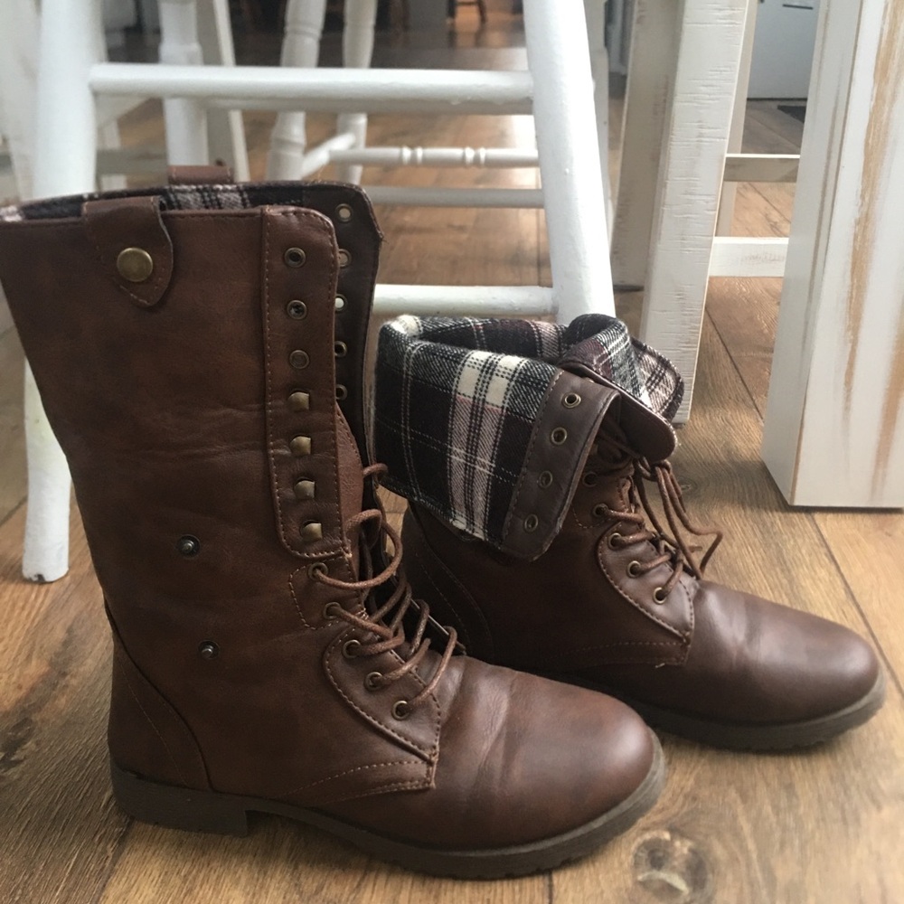 Brown Lace-Up Ankle Boots